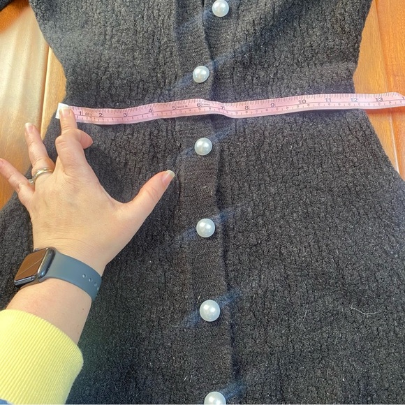 Black Pearl Button Down Mini Dress. One Size. - Picture 3 of 3